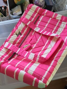 lug Pink and White Striped Quilted Tote